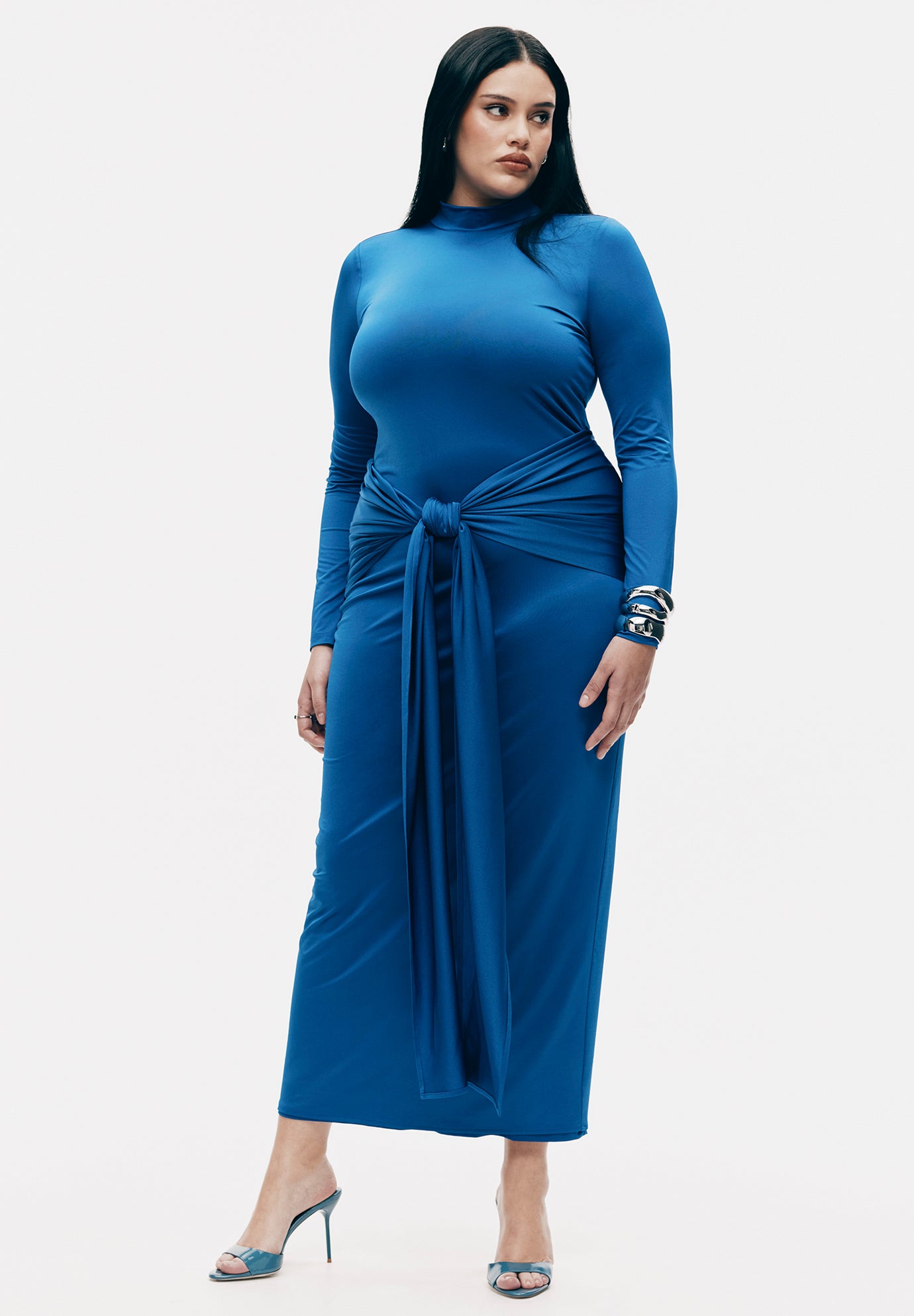Tie Front Mock Neck Maxi Dress image number 0