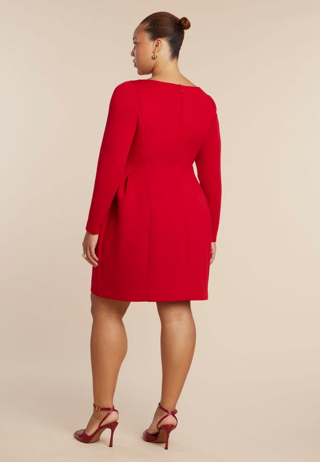 Long Sleeve Mini Dress With Bow Detail image number 1