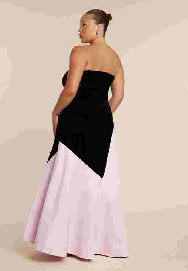 Asymmetrical Velvet Strapless Gown image number 2