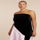 Asymmetrical Velvet Strapless Gown image number null