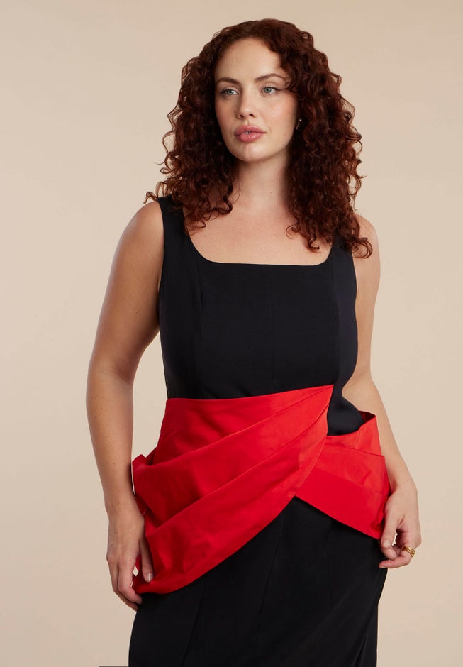 Contrast Draped Waist Gown image number 2