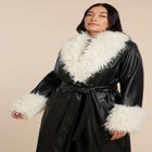 Faux Leather Coat With Fur Trim image number null