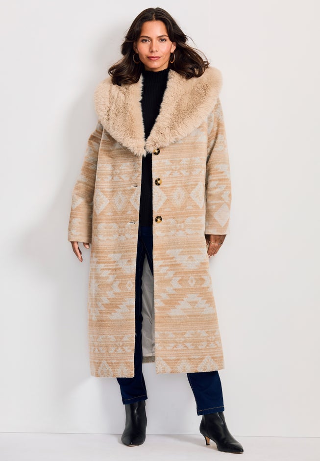 Faux Fur Trim Coat image number 0