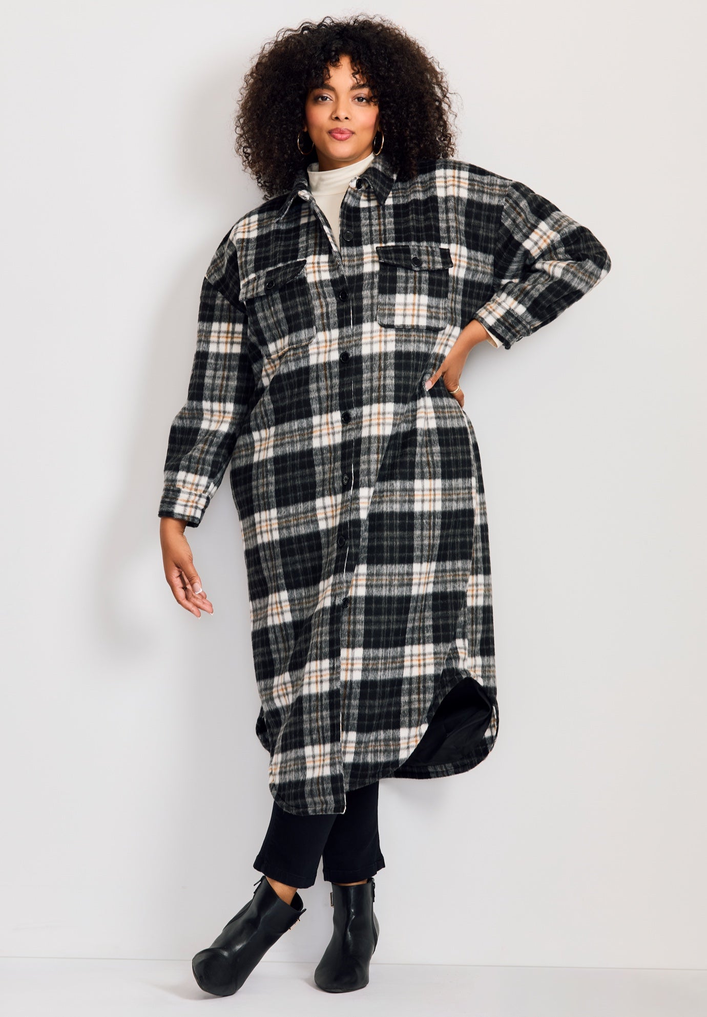 Brushed Long Shirt Jacket image number 4