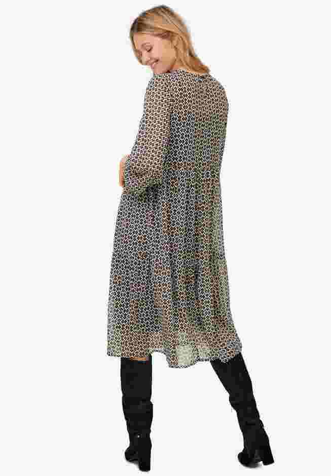 Sheer Overlay Tiered Dress image number 1
