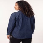 100% Cotton Denim Oversized Button-Front Collared Shirt image number 1