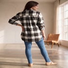 Plaid Button-Front Flannel Tunic image number null