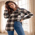Plaid Button-Front Flannel Tunic image number null