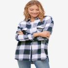 Plaid Button-Front Flannel Tunic image number null
