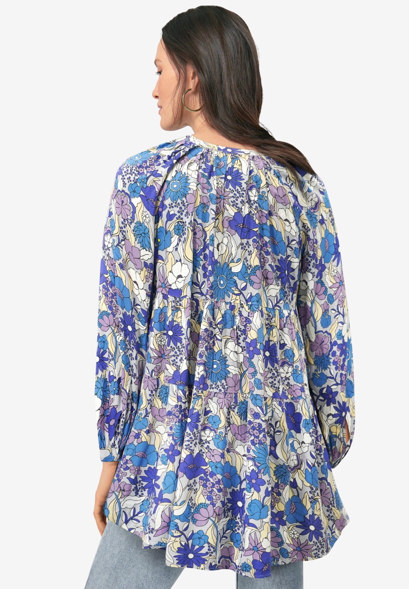 Tiered Tunic With Notch V-Neck image number 1