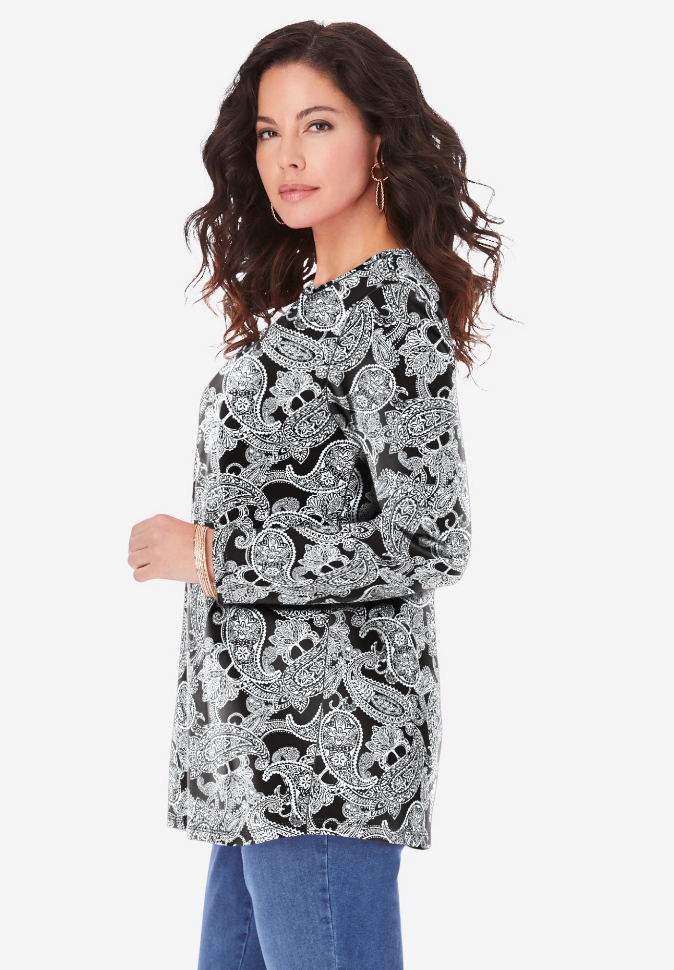 Plus Size Ultimate Cotton Crewneck Long Sleeve Tee image number 3