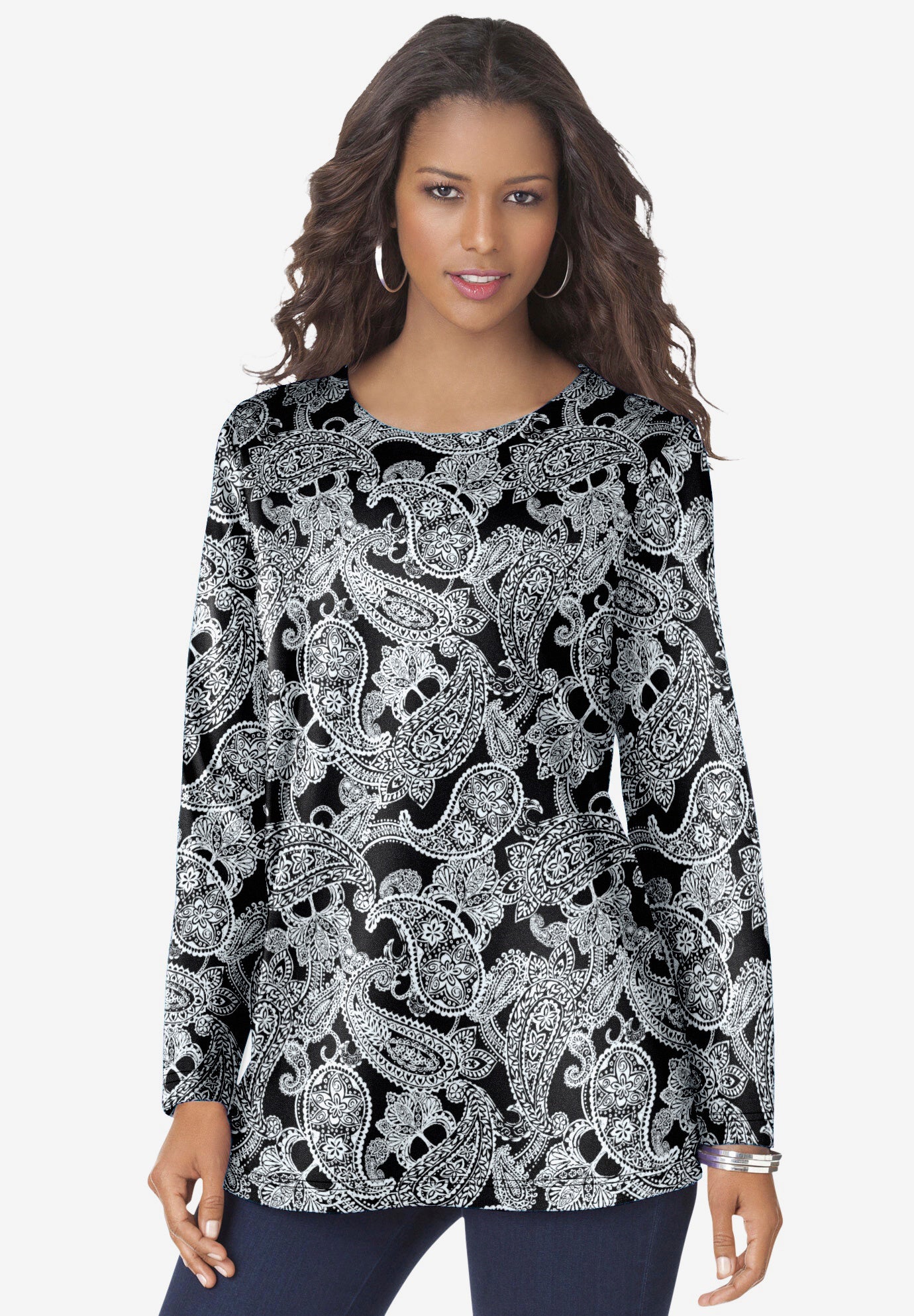 Plus Size Ultimate Cotton Crewneck Long Sleeve Tee image number 1