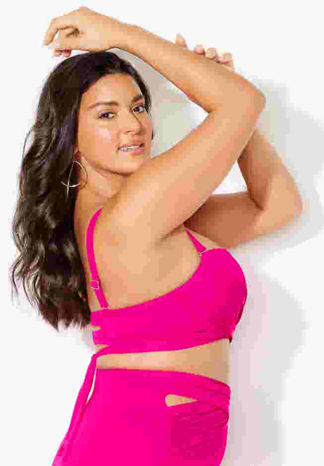 Crisscross Cup Sized Bandeau Underwire Wrap Bikini Top image number 2