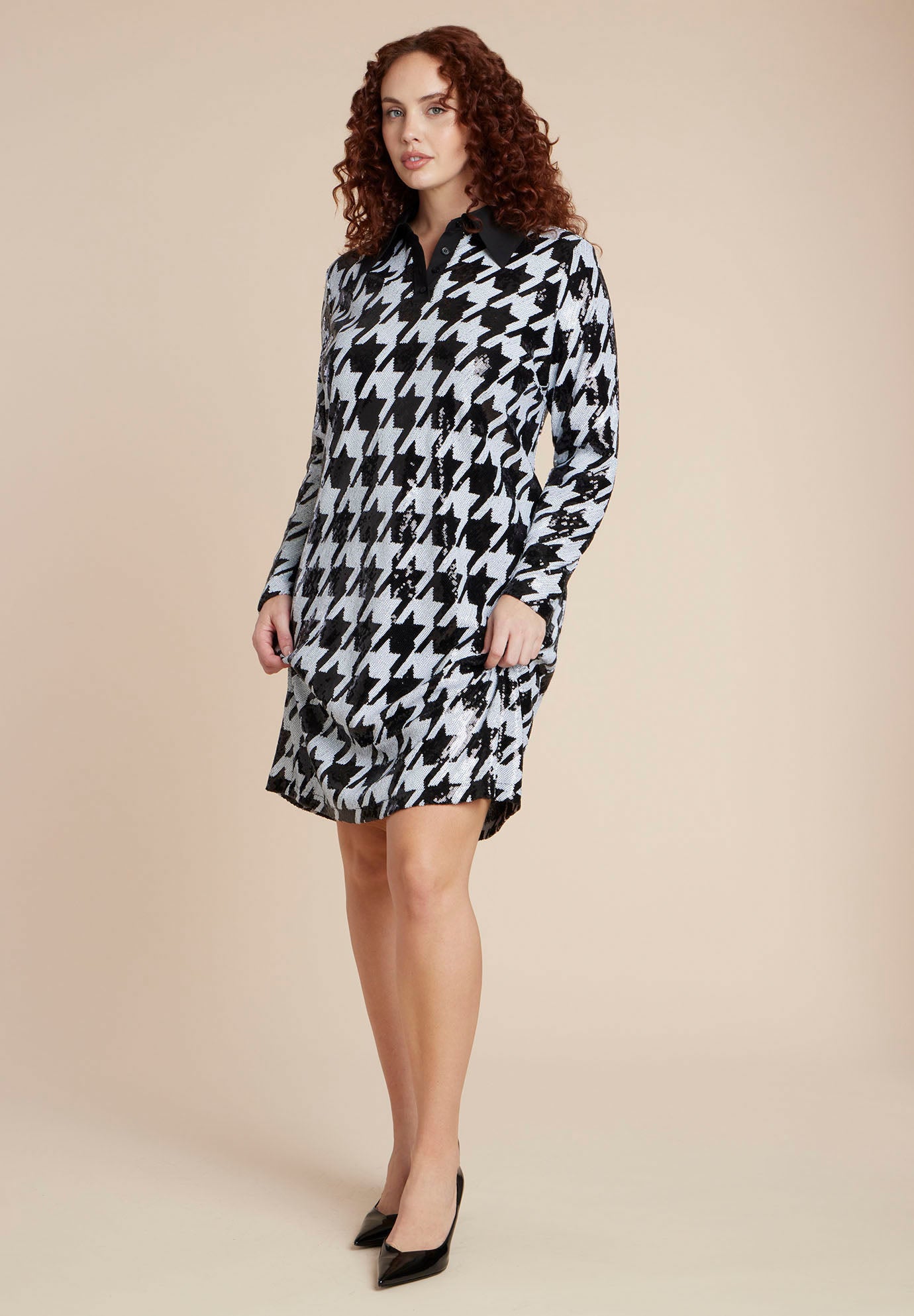  Houndstooth Sequin Mini With Collar image number 1