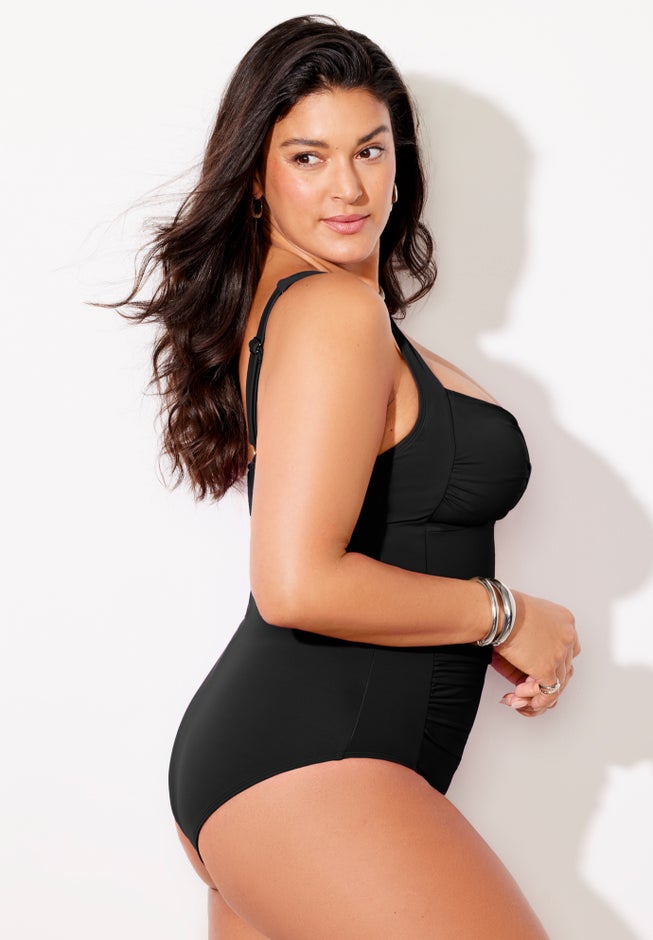 Ruched Twist Front One Piece Swimsuit image number 2