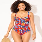 Ruched Twist Front One Piece Swimsuit image number null