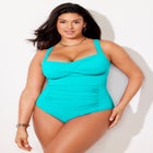 Ruched Twist Front One Piece Swimsuit image number null