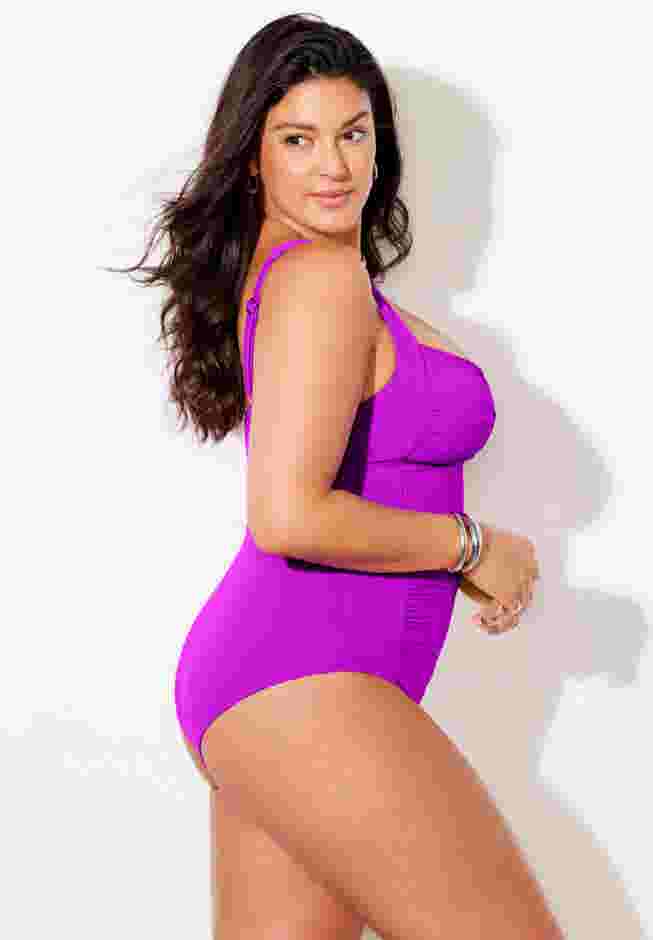 Ruched Twist Front One Piece Swimsuit image number 2