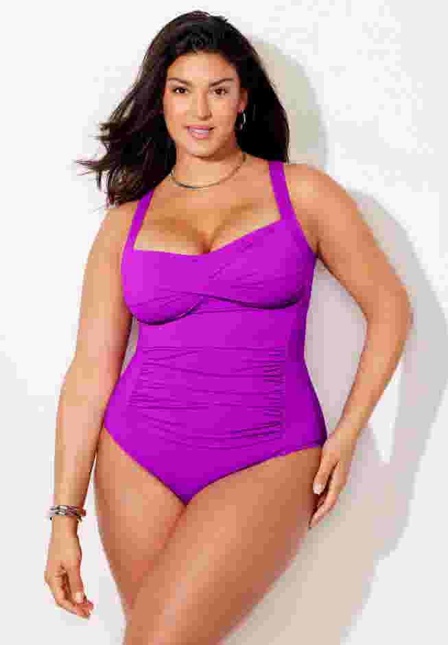 Ruched Twist Front One Piece Swimsuit image number 0