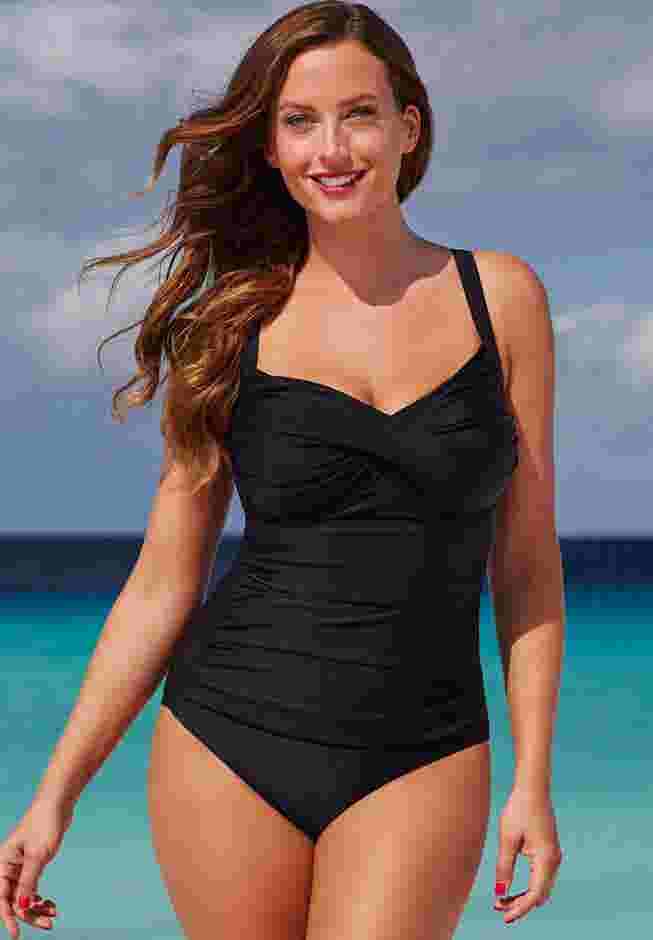 Ruched Twist Front One Piece Swimsuit image number 0