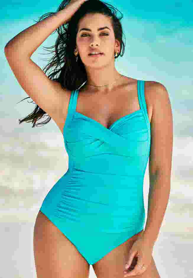 Ruched Twist Front One Piece Swimsuit image number 0