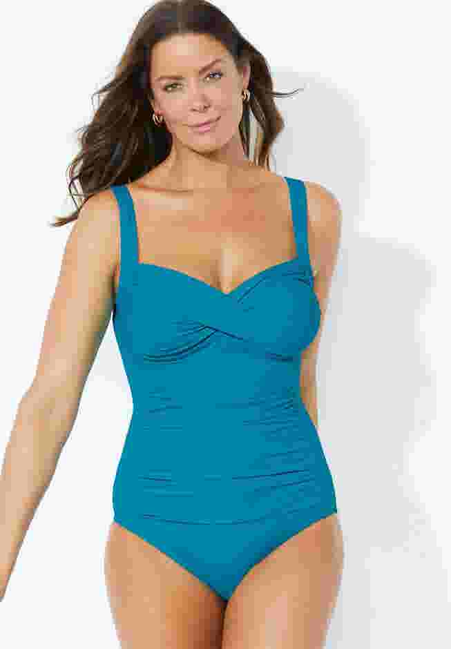 Ruched Twist Front One Piece Swimsuit image number 0