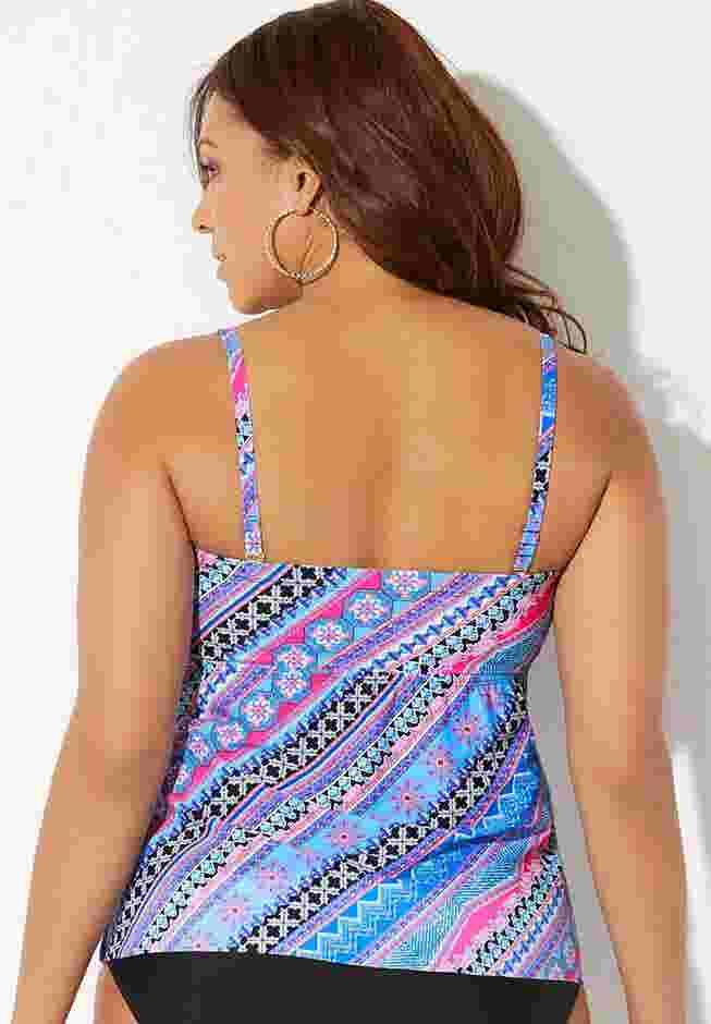 Smocked Bandeau Tankini Top image number 1