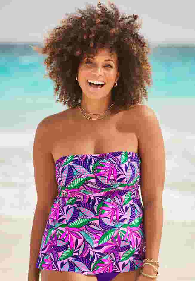 Smocked Bandeau Tankini Top image number 0