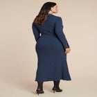  Faux Leather Detail Sweater Dress image number null