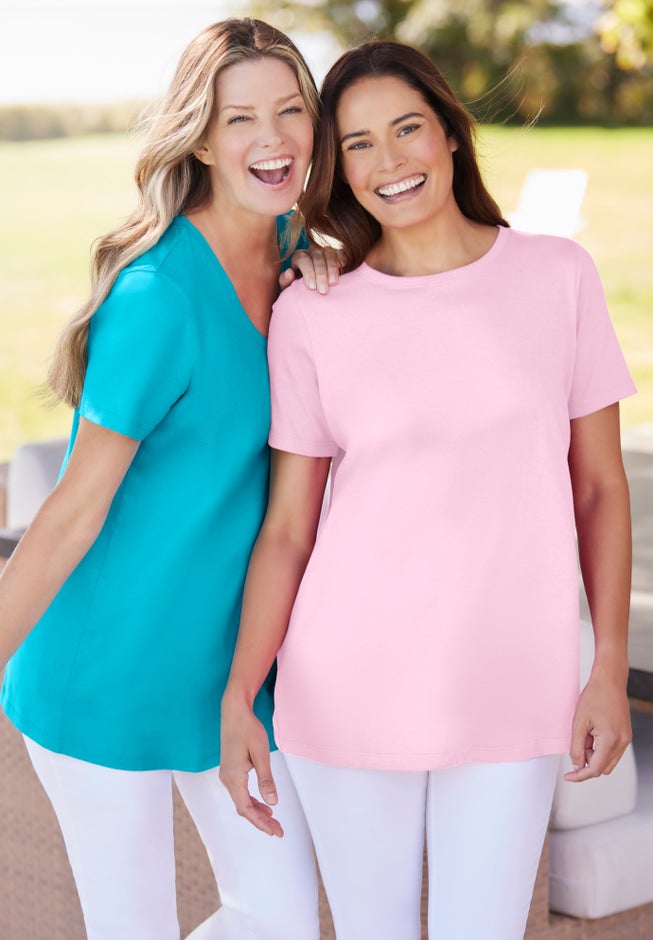 Perfect Short-Sleeve Crewneck Cotton Tee image number 1