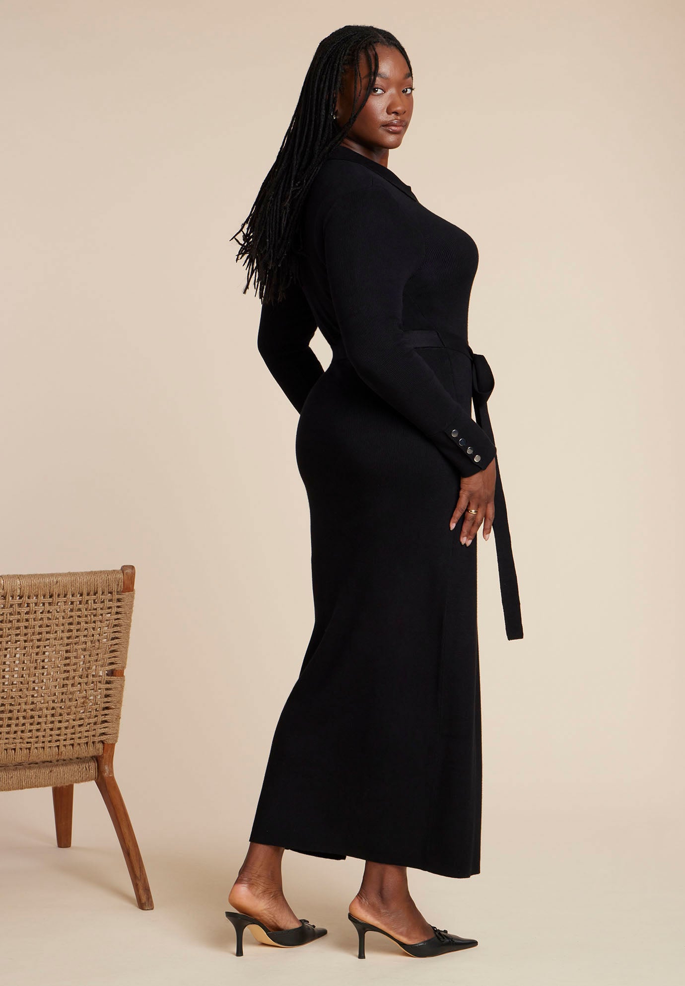 Zipper & Tie Sweater Dress image number 4