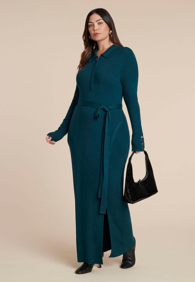 Zipper & Tie Sweater Dress image number 1