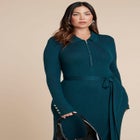 Zipper & Tie Sweater Dress image number null