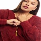 Scallop-Trim Wrap Sweater image number null