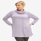 Side Snap Cowl Neck French Terry Sweatshirt Tunic image number null