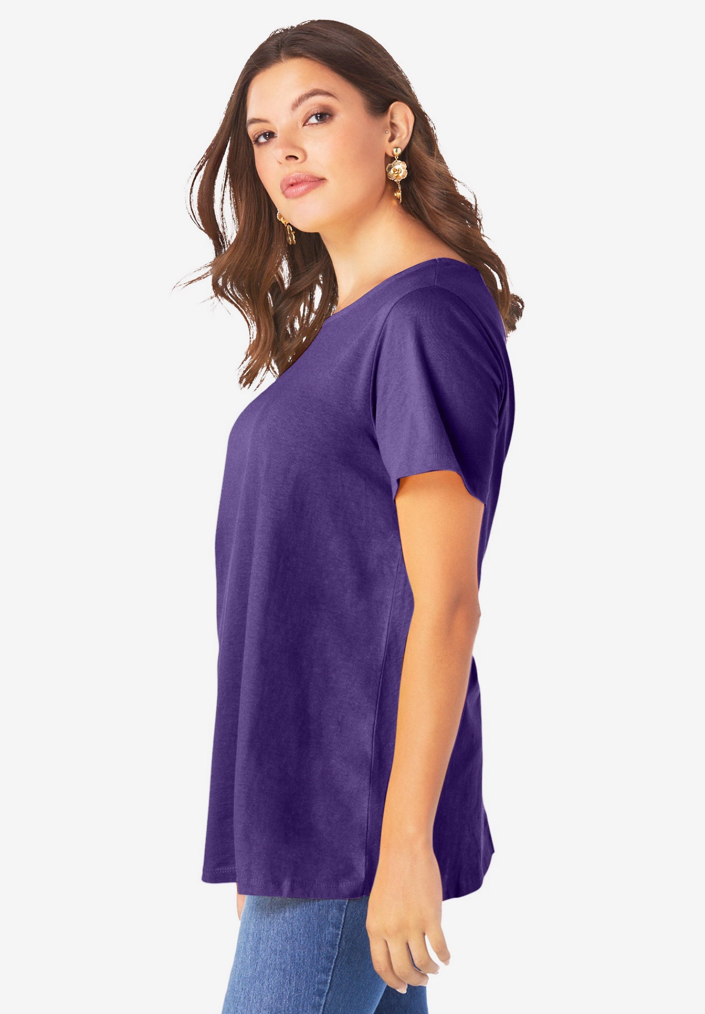 Plus Size Ultimate Cotton Crewneck Short Sleeve Swing Tee image number 4