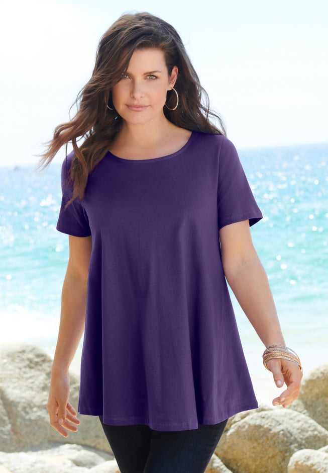 Plus Size Ultimate Cotton Crewneck Short Sleeve Swing Tee image number 6