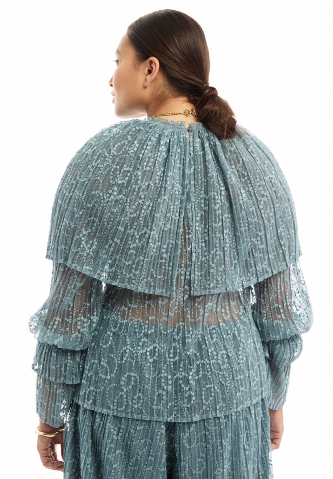 Ruffled Lace Cape Blouse image number 1