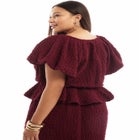 Textured Knit Peplum Top image number null