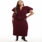 Textured Knit Peplum Top image number null