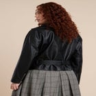  Belted Faux Leather Moto Jacket image number null