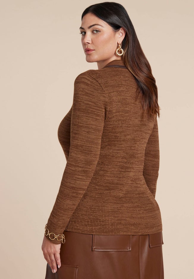 Polo Sweater With Leather Trim image number 2