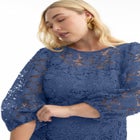 Puff Sleeve Lace Midi Dress image number null