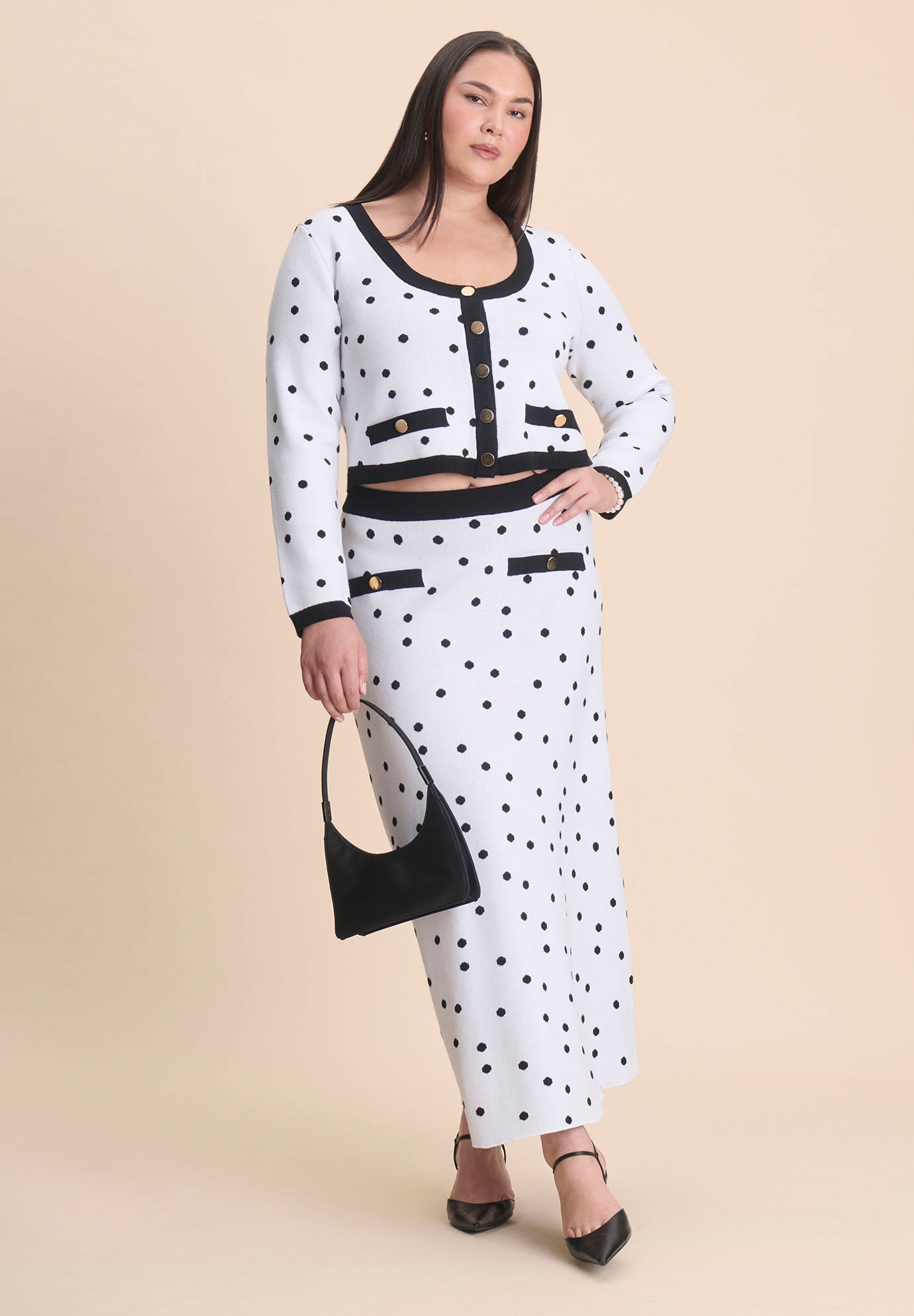 Cropped Intarsia Knit Jacket image number 5