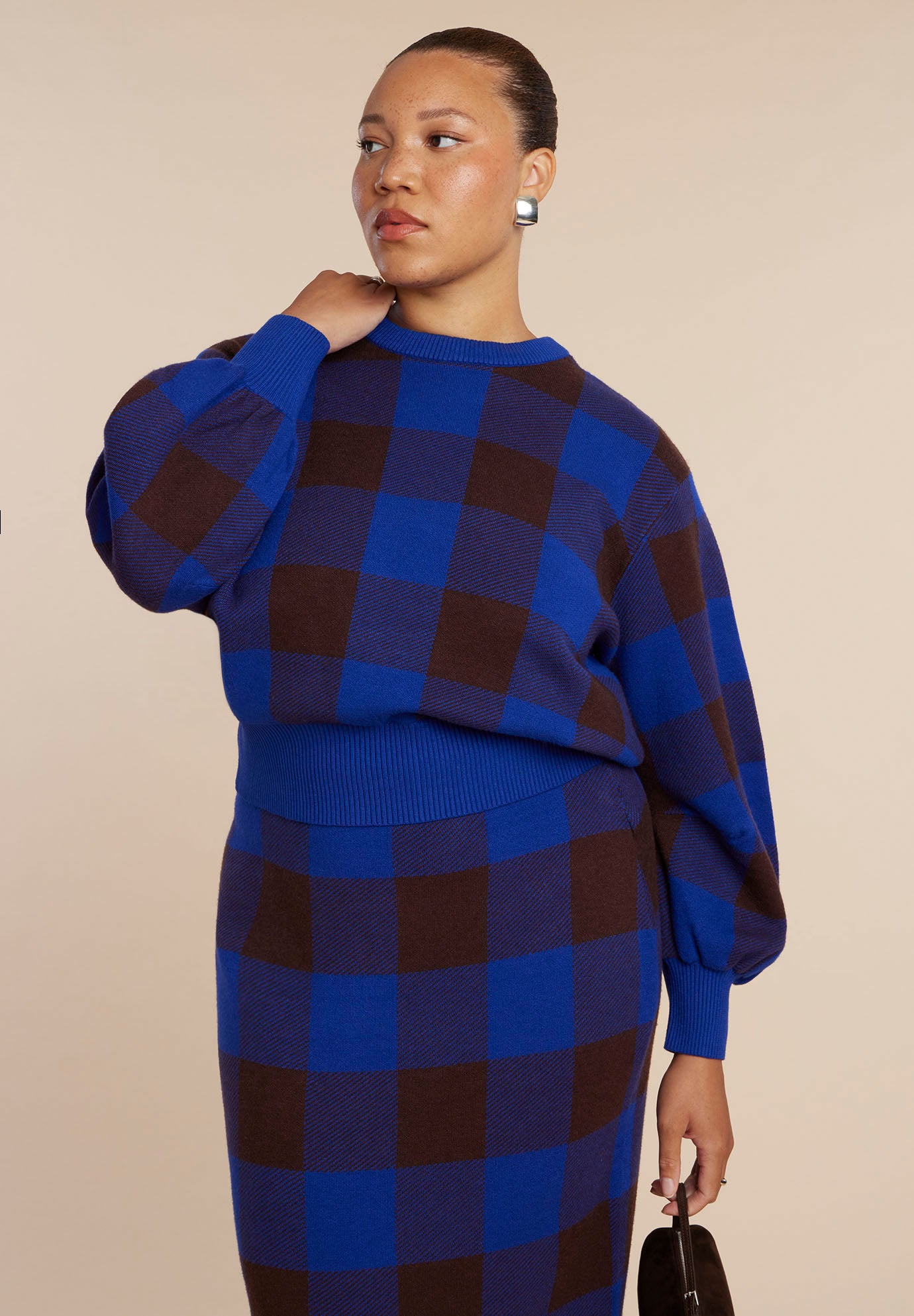 Intarsia Puff Sleeve Sweater image number 1