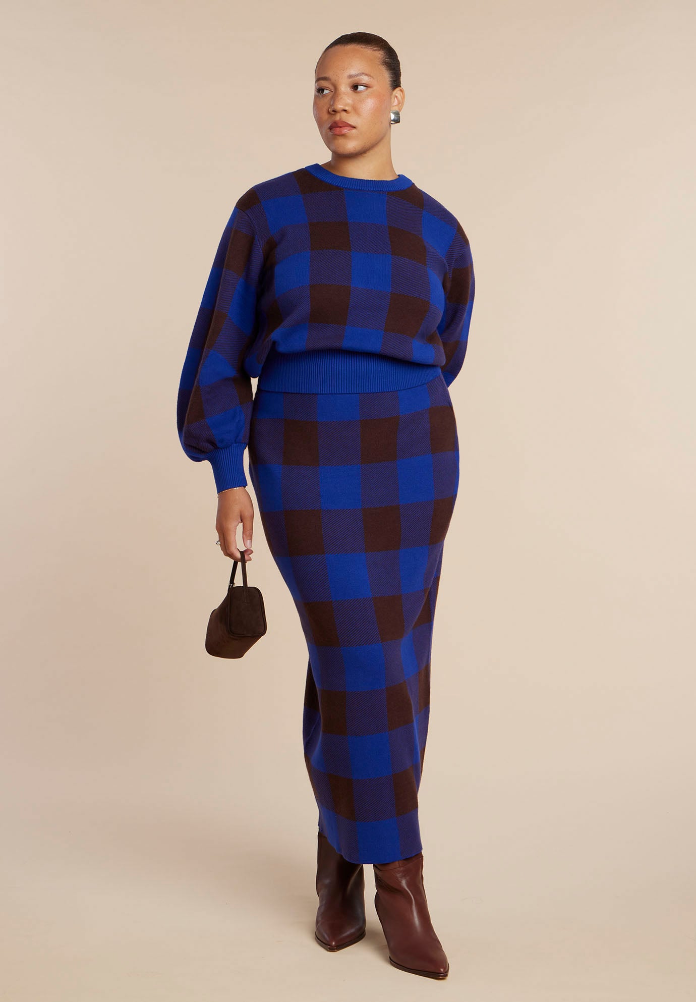 Intarsia Puff Sleeve Sweater image number 3