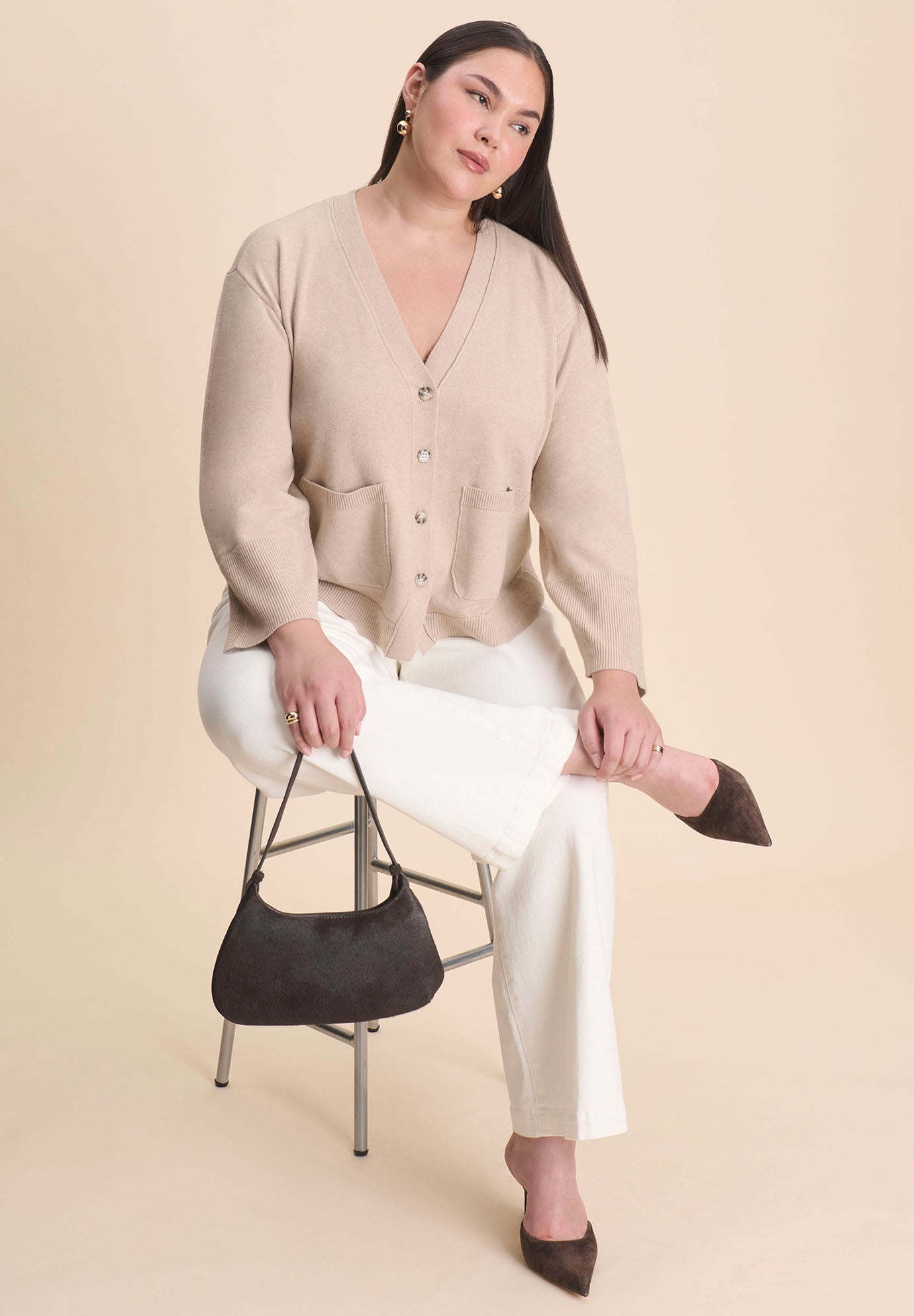 Wide Sleeve Cardigan With Pockets image number 3