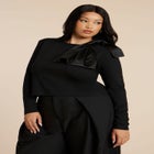 Strong Shoulder Top With Bow image number null