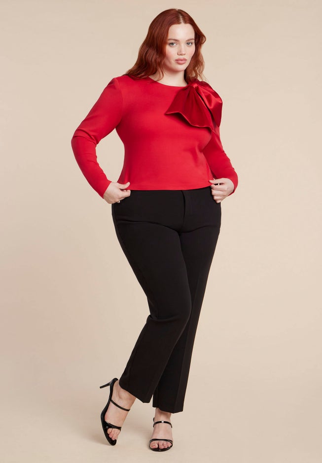 Strong Shoulder Top With Bow image number 1