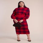 Plaid Intarsia Sweater Midi Skirt image number 2